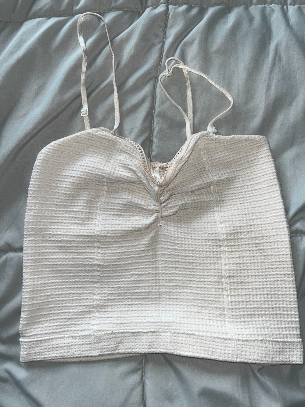 Classic White Textured Ruched Cami Top